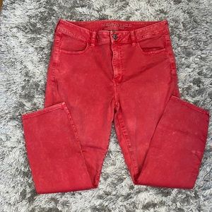 American Eagle Red High Rise Jeggings Cropped